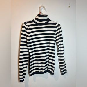 The Limited black and white striped turtle neck shirt